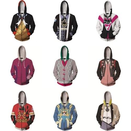 Pokemon Sword/Shield Raihan Zip Up Hoodie Cosplay Print Hooded Jacket Sweatshirt Adult Casual Outwear Tops