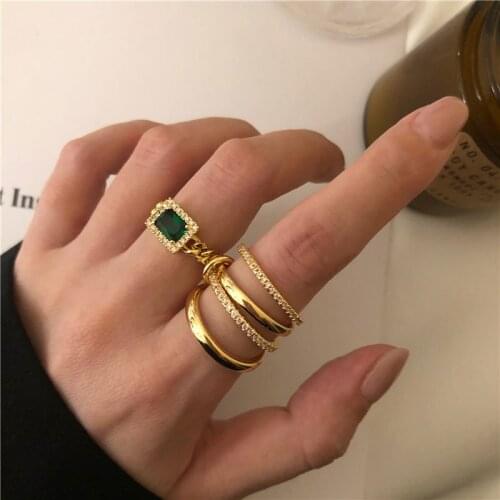 Origin Summer Street Style Metal Four Rings In One Ring for Women Fashion Gold Silver Color Ring Party Jewelry Accessories