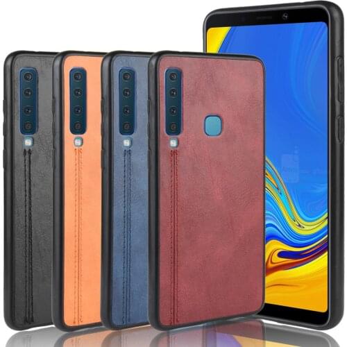 For Samsung Galaxy A9 2018 Case 6.3" Lightweight Calfskin PU Leather lines Soft Edge Phone Case for Samsung A9 2018 A920F Cover