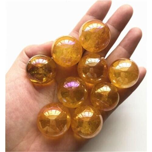 Natural Crystal Sphere plating Orange Titanium Aura White Quartz Crystal Balls for Healing reiki