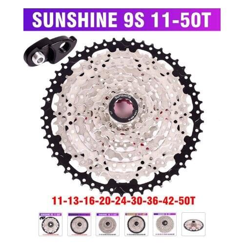 SUNSHINE MTB Mountain Bicycle 9S Cassette Freewheel 9speeds Flywheel Crankset Bicycle Parts with Threaded 11-32T36T40T42T50T