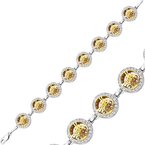 Tevuli 925 Sterling Silver Round Tuğra Womens Bracelet