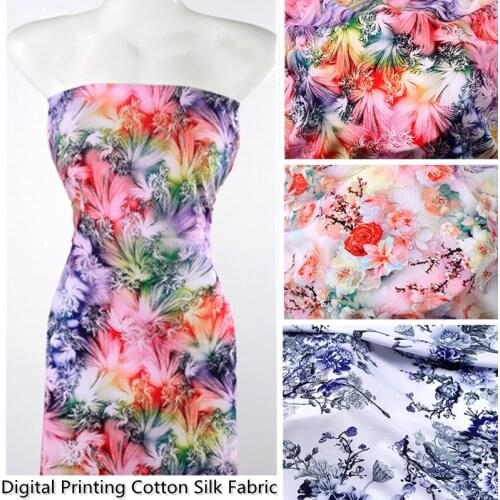 50x140CM Digital Printing Rayon Fabric for Sewing Clothes Dress Pants DIY Handmade Flower PrintCotton Silk Fabrics By Half Meter