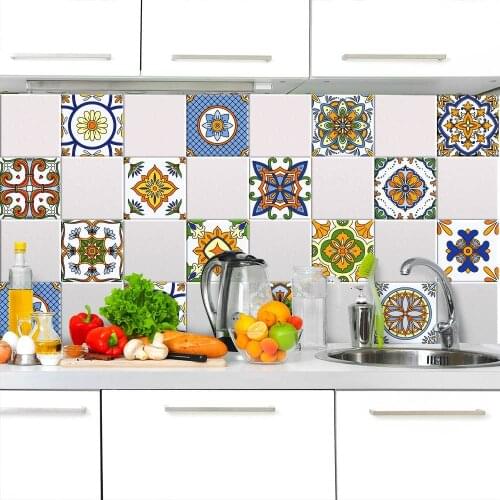 Packaging 24 tile stickers size 15x15 cm - Made in Italy PVC for bathroom and kitchen stickers Design - Almada