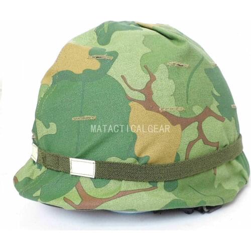 VIETNAM WAR US ARMY M1 SOLDIER HELMET FULL SET WITH MITCHEL CAMOUFLAGE COVER