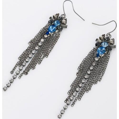 YFJEWE Luxury Fashion Jewelry blue and black Color Long Tassel Drop Earrings For Women With Colorful Created #E169