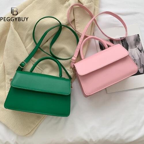 Women Vintage PU Leather Flap Pure Color Shoulder Messenger Crossbody Bag Top-handle Handbag Small Square Purse