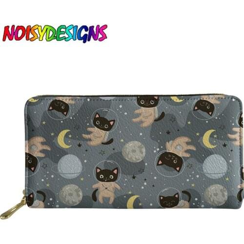 NOISYDESIGNS Cute Cats Astronauts Print Long Purse Ladies Phone Wallet Cute Coin Pocket Females Card Holders Drop shipping