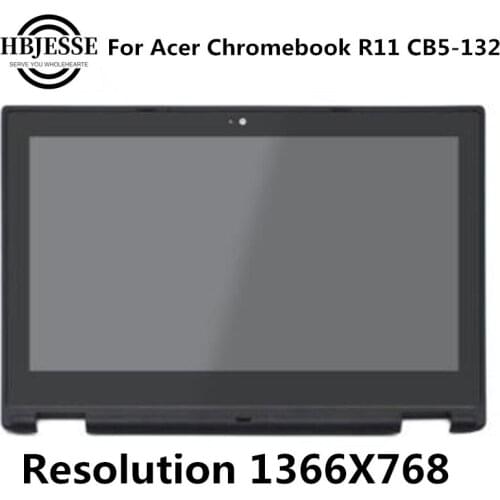11.6'' for Acer Chromebook R 11 CB5-132T-C67Q Celeron 3060 LCD Screen Panel Display Touch Glass Digitizer Assembly + Black Bezel