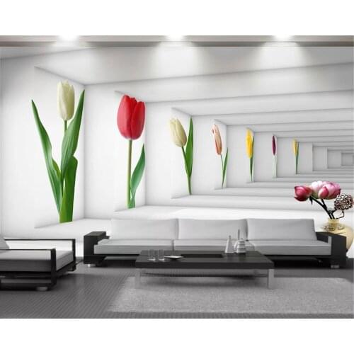 Living 3d Wallpaper Beautiful Flowers Expanding Space 3D Wallpaper Living Room Bedroom Wallcovering HD Modern Mural 3d Wallpaper