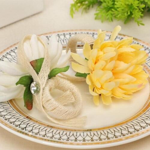 4pcs Artificial Flower Style Napkin Holder Plastic Colorful Flowers Decor Napkin Ring Set Wedding Xmas Party Table Decoration
