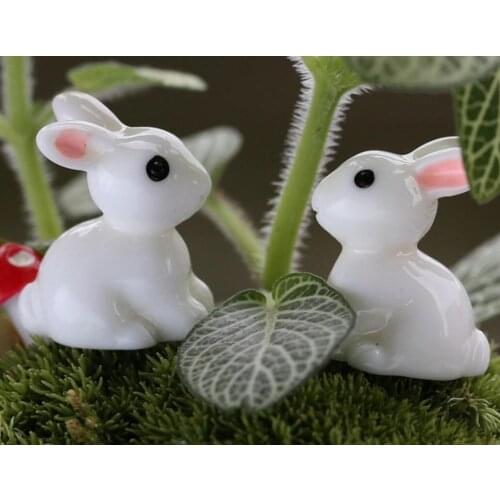 50pcs Resin Rabbit Cartoon Figures Miniatures Landscape Accessories For Home Garden Decoration Scrapbooking Craft Diy