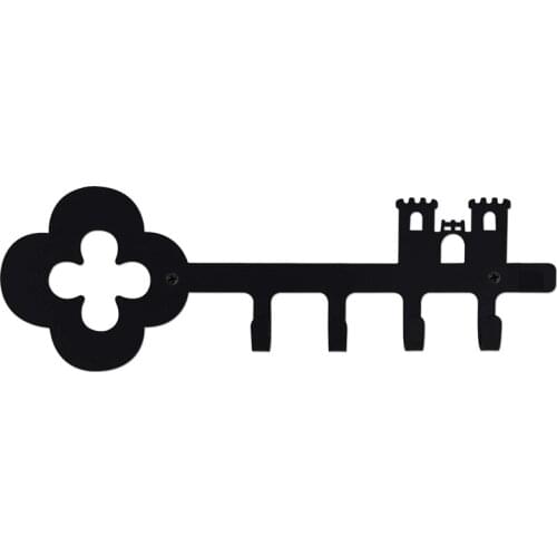 Decorative Wall Mounted Iron Key Holder, 4 Key Hooks Organizer for Car or House Keys, Key Rack (A Beautiful Castle)