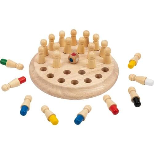 Kids Wooden Memory Match Stick Chess Fun Color Game Board Puzzles Educational Color Cognitive Ability Education Learning Toys