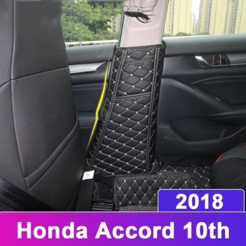PU Leather Car Seat Belt Protective Pad Crash Mat Pillar Anti-Kick Mat Covers For Honda Accord 10th 2018 Interior Accessories