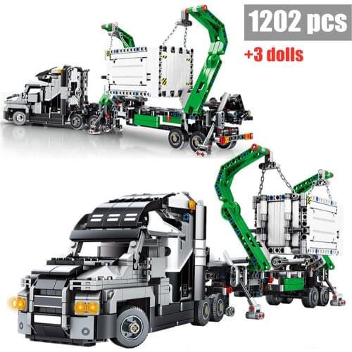 Big Truck Engineering Container City Car Model Buiding Blocks Technical Vehicles Figures Compatible Bricks Diy Toys For Children
