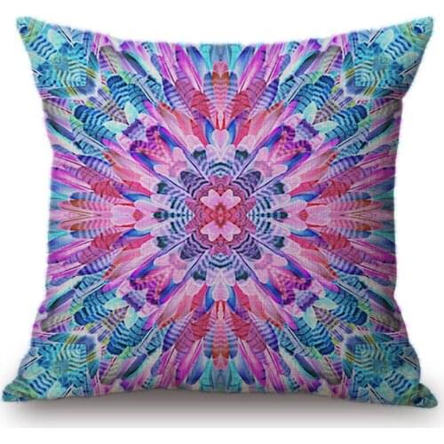 Colorful Bird Feather Art Geometry Design Decorative Sofa Throw Pillow Cotton Linen Colourful London Fashion Car Pillows Cushion