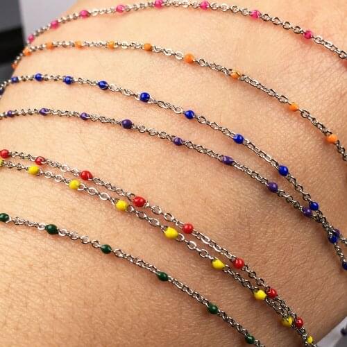 1 Meter Dripping Oil Handmade Copper Chain Mixed Color for Woman Gifts Jewelry Findings DIY Necklace Bracelet Accessories