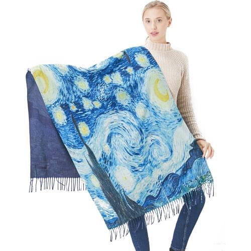 2020 Fashion Winter Scarf for Women Cashmere Warm Foulard Lady Luxury Starry Night Scarves Thick Soft Pashmina Shawls Wraps New