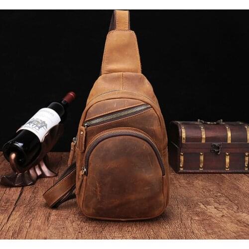 Keebreak Genuine Leather Bag For Men Single Shoulder Crossbody Crazy Horse Cross Body Messeenger Bag Vintage Small Thin Business