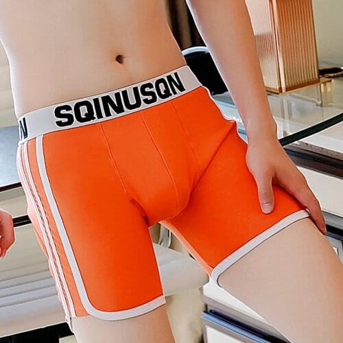 Mens Long Boxer Pants Sports Cotton Underwear Track And Field Soft Wear Leg Home Fashion Running Shorts