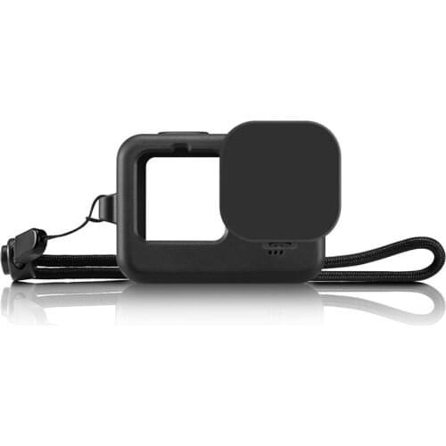 Soft Silicone Camera Protective Cover with Lanyard Rope and Camera Lens Cover Photography Replacement for GoPro HERO9 Cameras