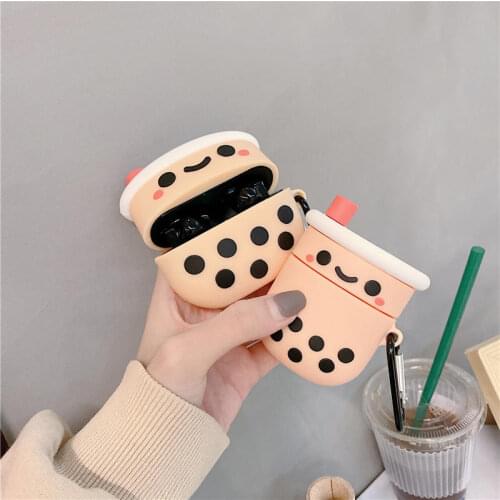 2020 New for Huawei Freebuds Pro Headphone Accessories Bluetooth Wireless Earphone Case Protective Cover Cute Cartoon Milk Tea