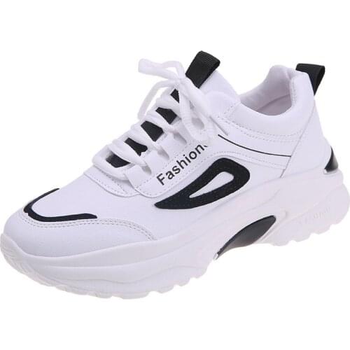 New Women Casual Shoes Fashion Spring Summer Leather Sneakers Women Lace Up White Platform Dad Shoes Zapatos Mujerzrf6