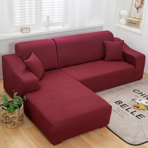 Polyester Solid Color Stretch Full-cover Non-slip Leather Sofa Cover For 3 Persons (length 190-230cm)