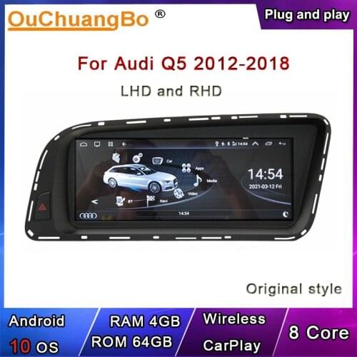 Ouchuangbo car gps stereo audio player for Audi Q5 2010-2016 RHD support 8 cores 4GB 64GB 1080P split screen android 9.0 OS