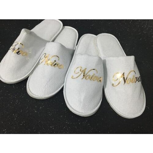 Personalize Portugue Novia Novio wedding bride groom spa slippers Matron of honor Flower Girl night party favors gifts