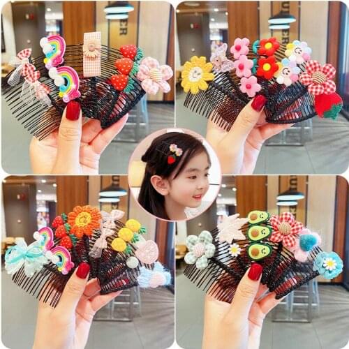 Korean Baby Girls Rainbow Bow Hair Comb Cartoon Children Princess Insert Comb Headdress Cute Baby Does Not Hurt The Hair Accesso