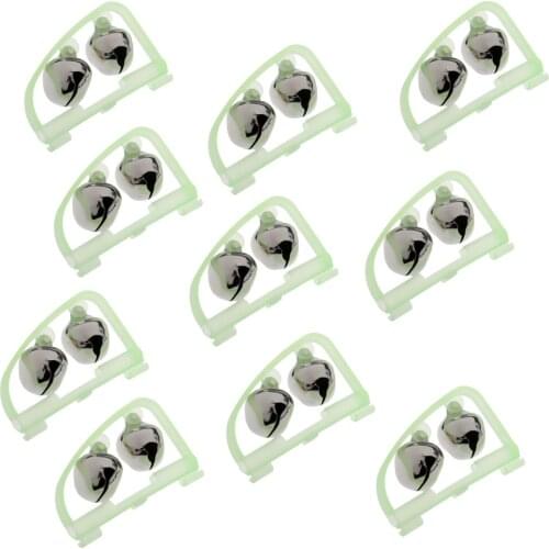 10Pcs Luminous Fishing Bite Bait Alarm 2 Bells Light Rod Tip Clip Alert Ring Fish Lures Accessory Outdoor Fish Tool