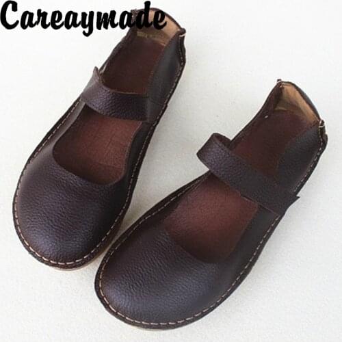 Careaymade-Literature Art Retro Single Shoe, Leisure Shallow-mouthed Comfortable Handmade Head-layer Leather Womens Shoes