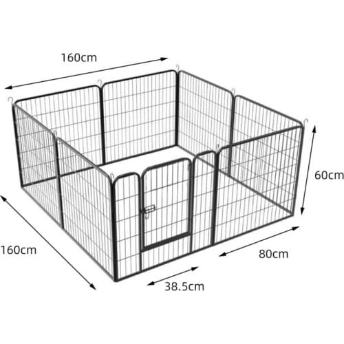 Oversea Stock!!8pcs Foldable Pet Fence With Black Door Adjustable Rabbit Cat Dog Cage DIY Movable Iron Fence Pet Accessories HWC