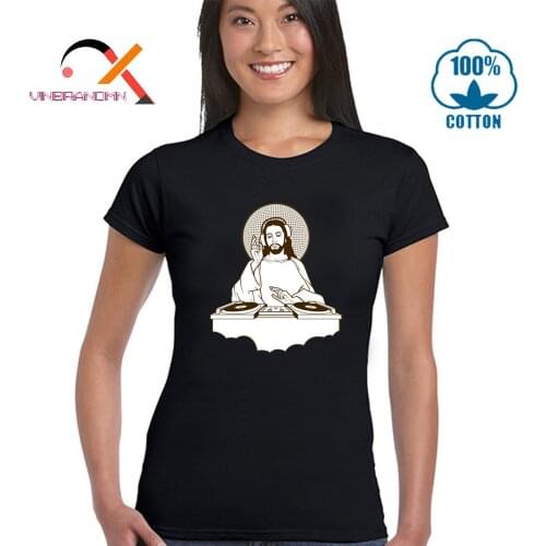 Hip Hop Jesus DJ T Shirt Summer Fashion Urban Brand Christian T-Shirt Jesus Religious Faith Christ Tshirt Women Cool Music Tees