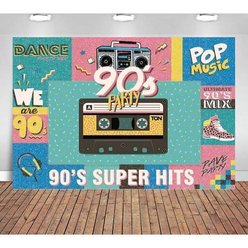 90s House Theme Backdrop Back To 90s Party Music Dance Supplies Photography Background Banner Decorations Photo Booth Props