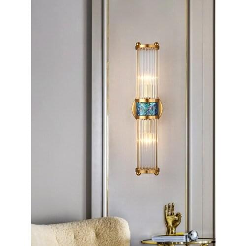 Pared de cristal , candelabro dorado de cobre ligero, pared interior para de sala de estar, comedor, Fondo dormitorio y escalera