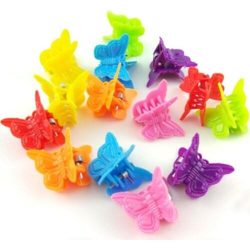 20Pcs Kids Girl Multi Colors Mini Small Plastic Butterfly Shap Hair Clips Clamp Girls Princess Hair Accessories Candy Color