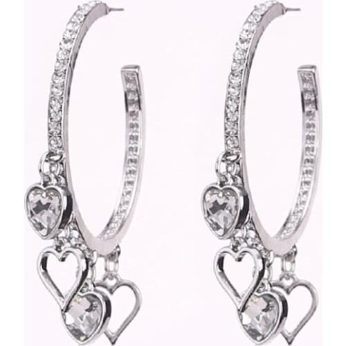 Bohemian Crystal Ear Clip Earring for Women Multicolor Heart pendientes Small Earring Bridal Wedding Ear Clip Jewelry Gifts