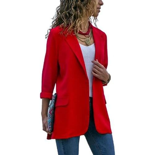 2019 New Spring Women Long Sleeve Blazer Open Front Lightweight Casual Office Lady Turn Down Collar Slim Jacket Outwear Female