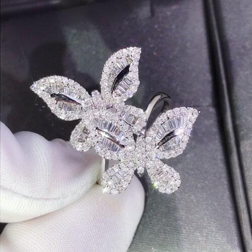 Elegant Two Butterflies Cubic Zirconia Ring for Woman Charm Wedding Party Finger Accessory Jewelry