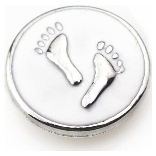 10Pcs/lot White Footprint Snap Buttons Fit 18mm Buttons Snap Jewelry Charms DIY Bracelets&Bangles