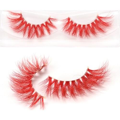 100% Real Mink Bright Red Pink Green Blue White Colored Eyelashes Artsy 3D Fluffy Soft Lash Editorial Makeup Cilia