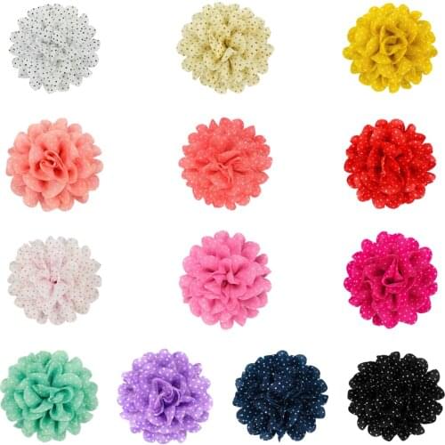 100Pcs/Lot 4 Inch Tulle Chiffon Flowers Fashion Hair Accessories for Girls Headbands Baby Kids Hairpins