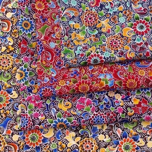 140cmx50cm Cotton Poplin Fabric for Cloth, Bedding, Patchwork - Flowers (70g)