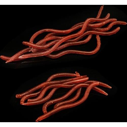 20PCS/Box Soft Lure Fishing Worms Sea Red Worm Artificial Earthworm Soft Bait Worm Lures Sea Feeder for Carp Fishing Fishy Smell