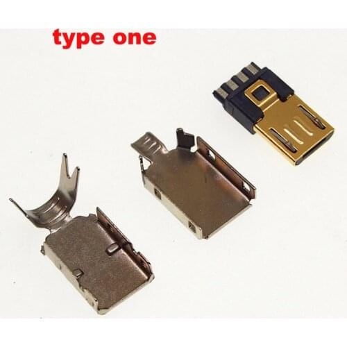 25set Gold-plated MICRO Mike 5P USB Male Plug with metal shell housing