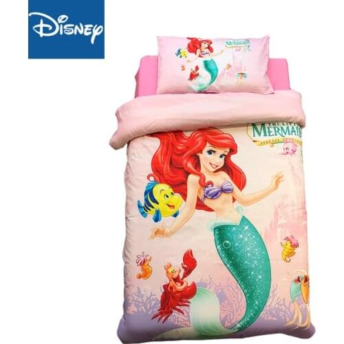 3D Disney cartoon Ariel Bedding set for Kids Baby 60x120 Crib Size Duvet Cover pillow Sham 100% Cotton Bed Linen boy Girls