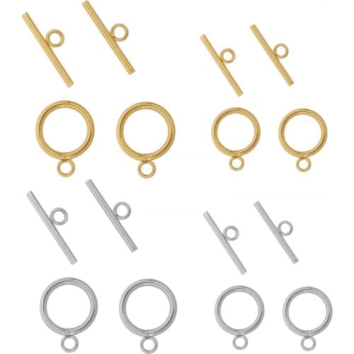 4Set Gold Silver Color Smooth Circle OT Clasp Bracelet Necklace Toggle Clasp For Jewelry Making DIY Finding Accessories Bulk